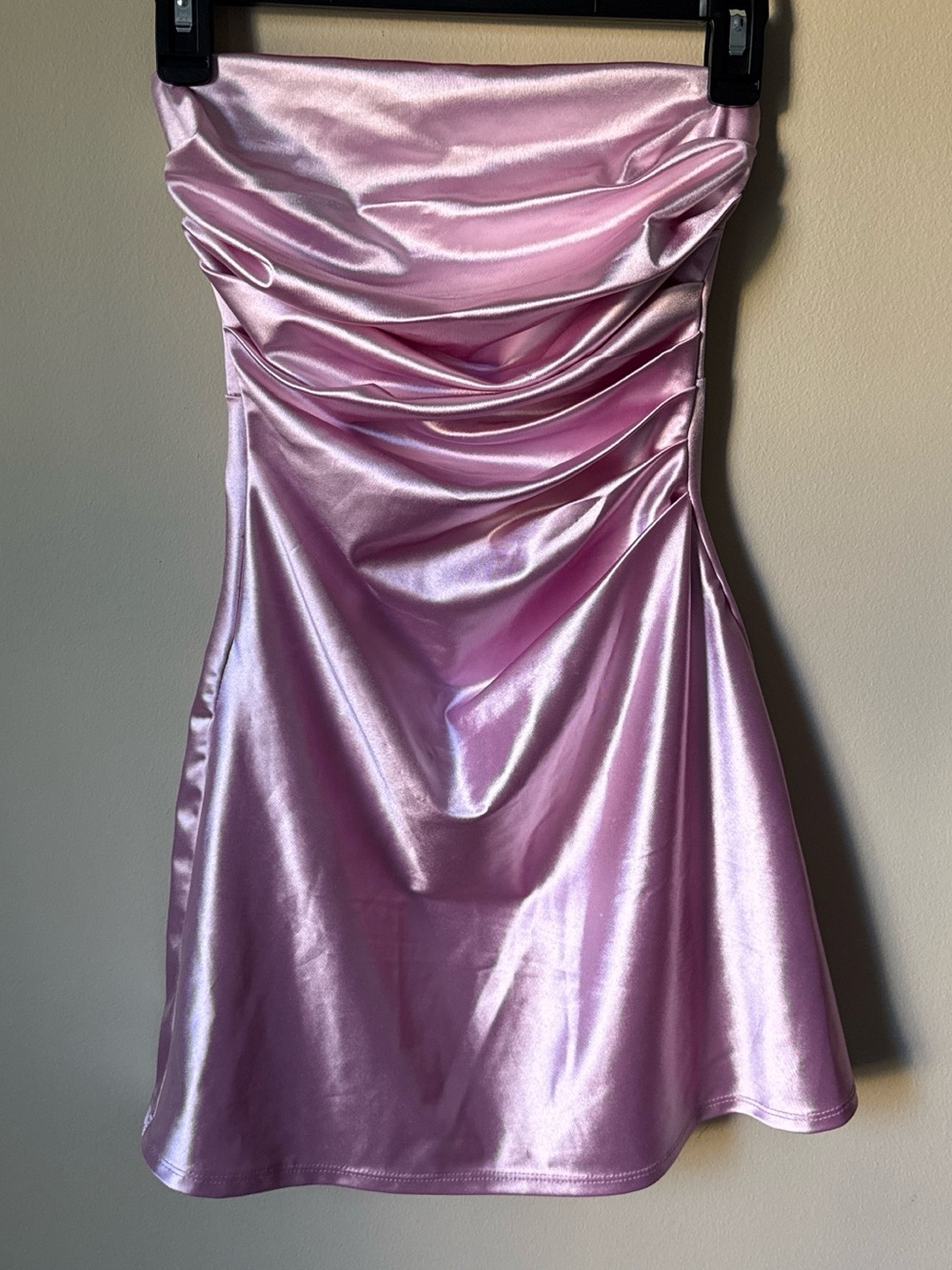 Windsor Strapless Satin Mini Dress in Light Pink